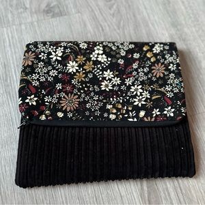 HANDMADE | Upcycled Black Corduroy Clutch or Computer Sleeve